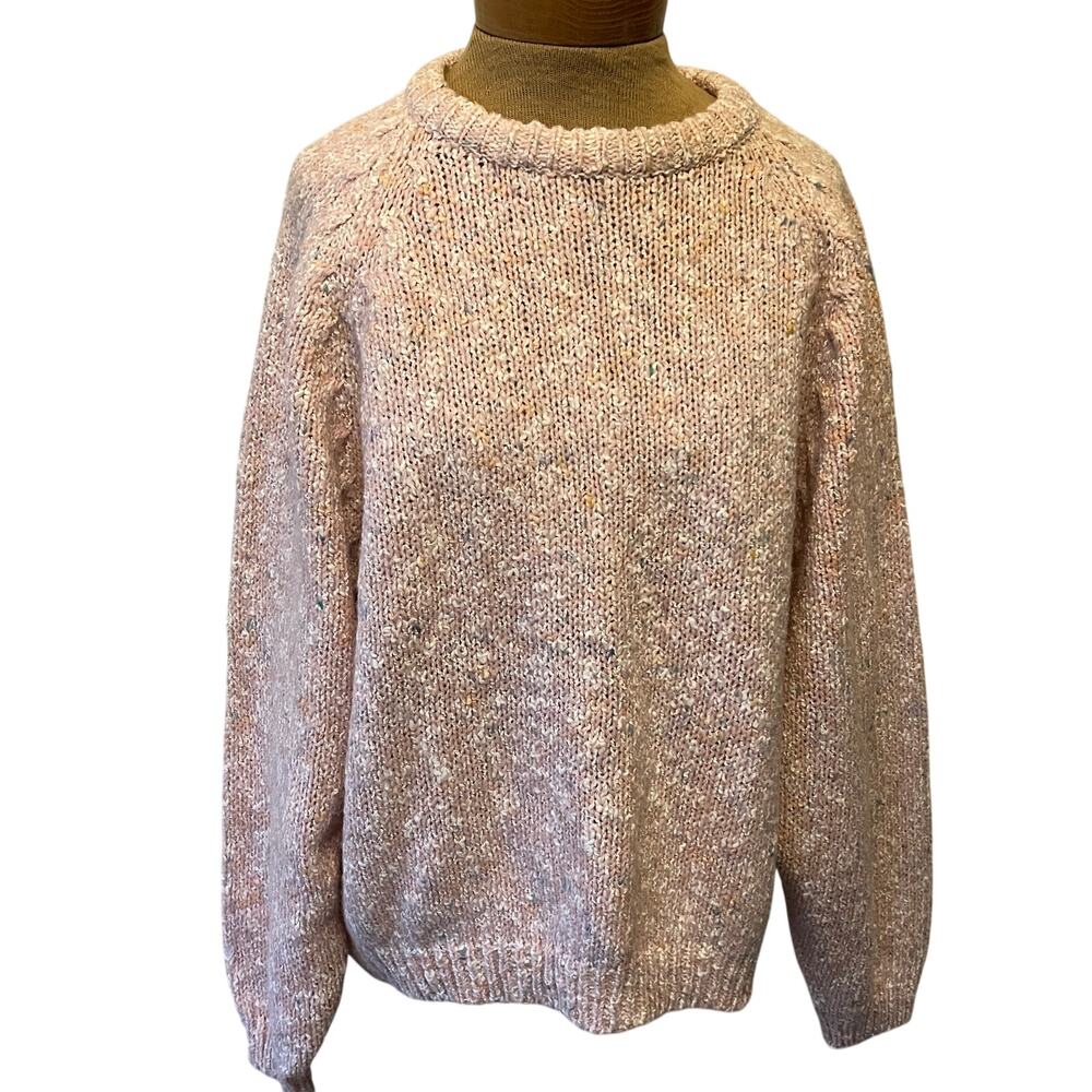 Vintage Womens Rafferty Sport over size cozy pink confetti sweater Sz large